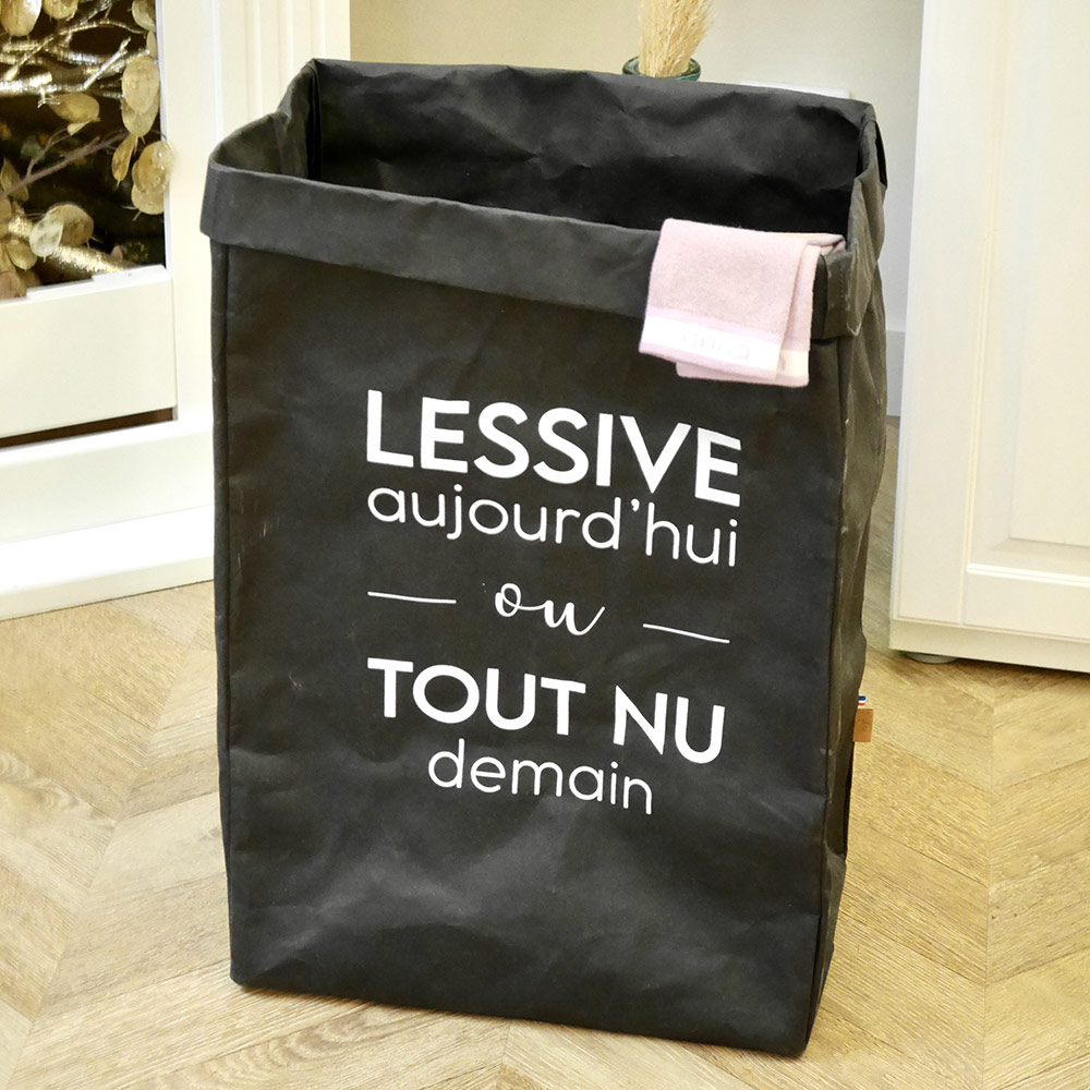 Panière à linge en cuir végétal L – Image 2