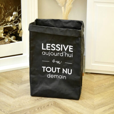Panière à linge en cuir végétal L