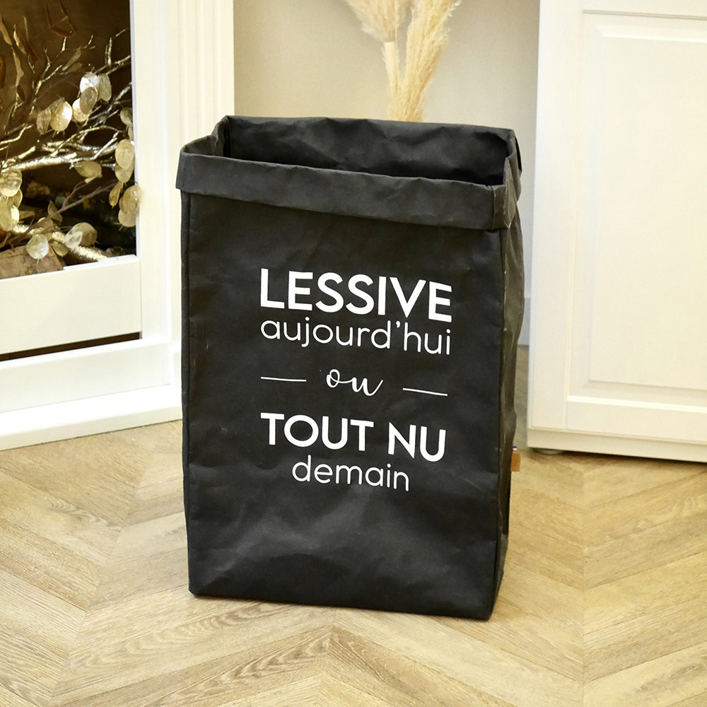 Panière à linge en cuir végétal L