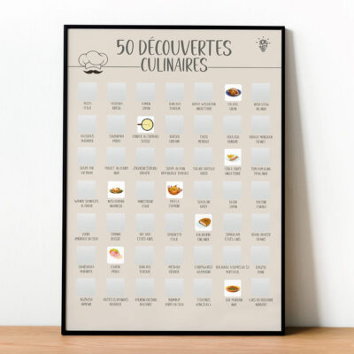 50 découvertes culinaires - Affiche à gratter