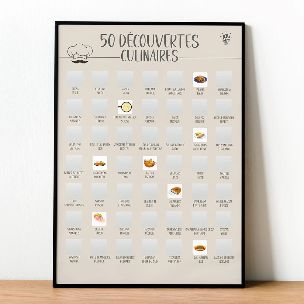 50 découvertes culinaires - Affiche à gratter