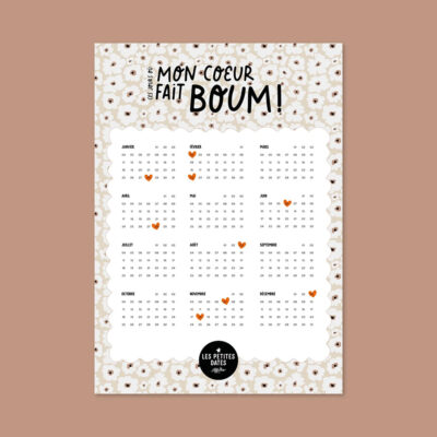 Calendrier « Mon coeur fait boum » + Tampon coeur