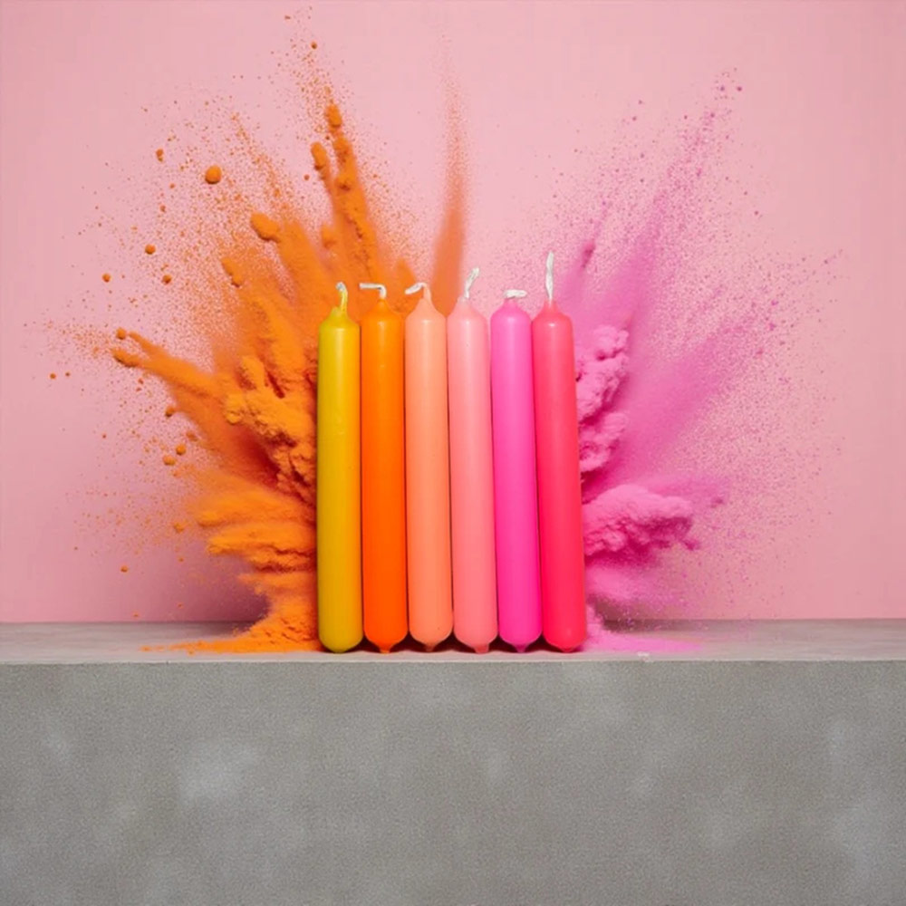 Coffret mini bougies d’anniversaire x6 DIP DYE Konfetti